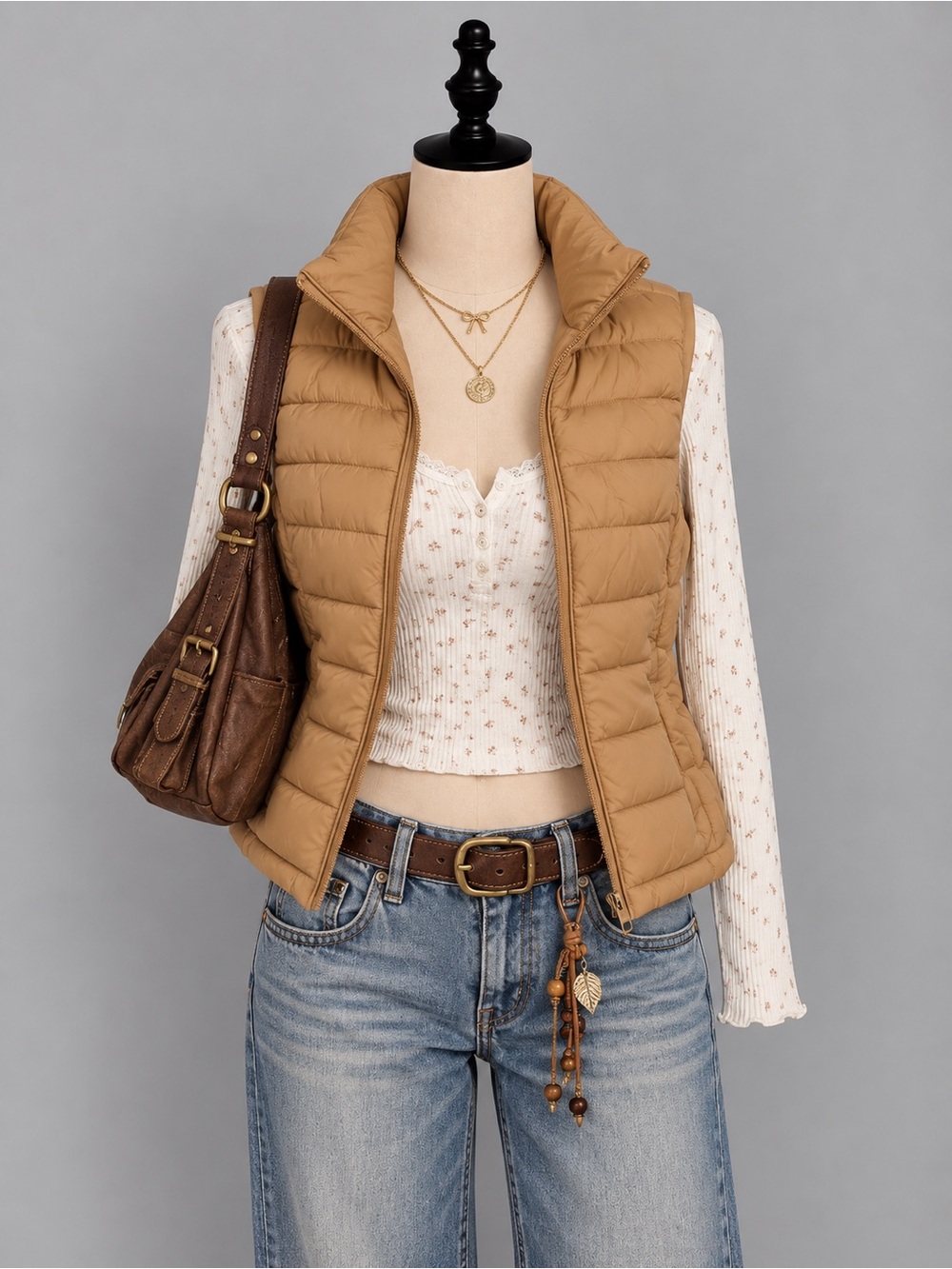 Love Tree Packable Ultra Light Vest in Camel